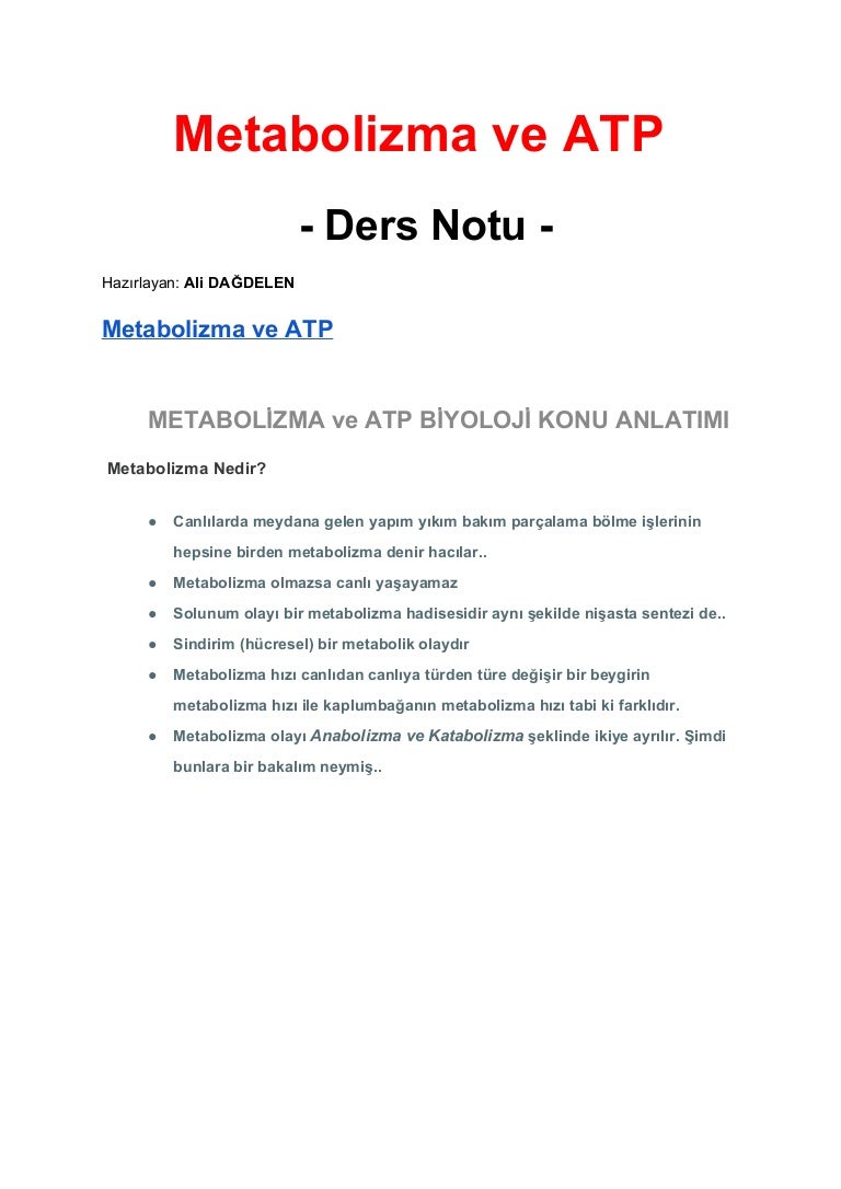 Metabolizma nedir Metabolizma nedir